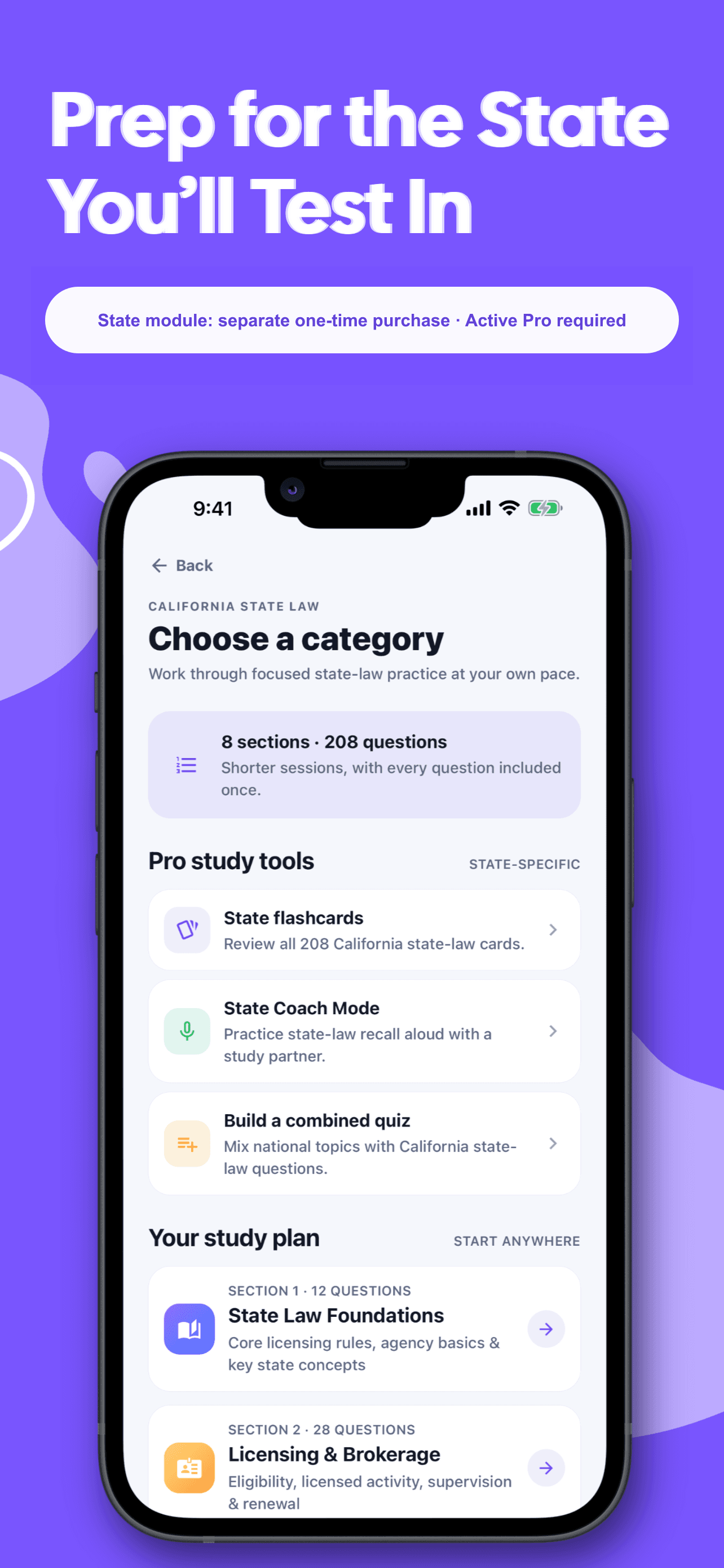 Acedly optional state-law study modules