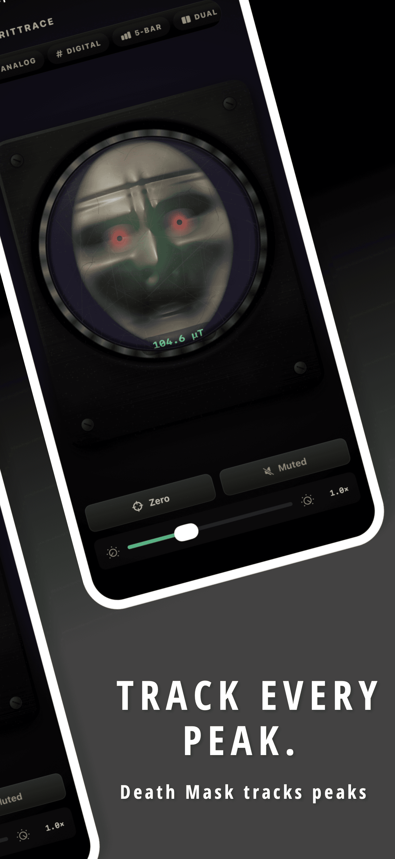 SpiritTrace EMF Death Mask peak display